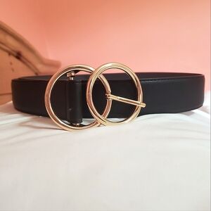 Eloquii- black, double ring buckle belt